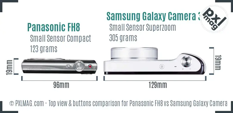 Panasonic FH8 vs Samsung Galaxy Camera 3G top view buttons comparison
