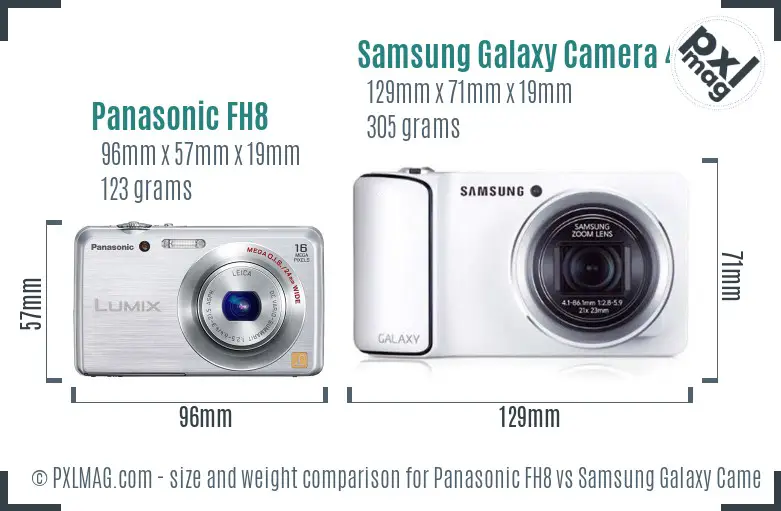 Panasonic FH8 vs Samsung Galaxy Camera 4G size comparison