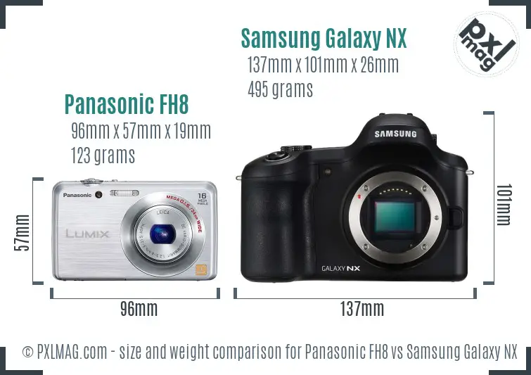 Panasonic FH8 vs Samsung Galaxy NX size comparison