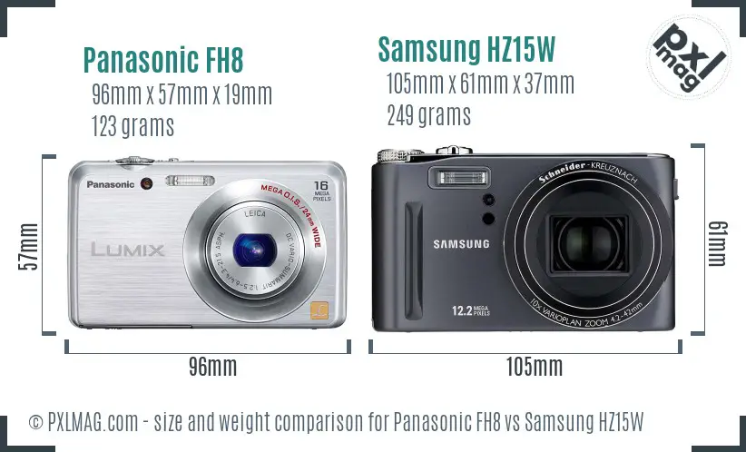 Panasonic FH8 vs Samsung HZ15W size comparison