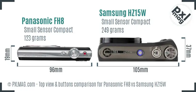 Panasonic FH8 vs Samsung HZ15W top view buttons comparison