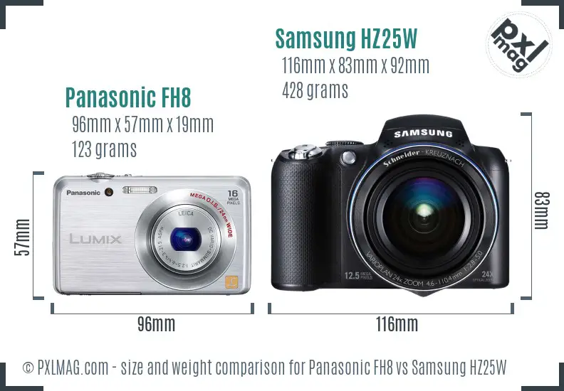 Panasonic FH8 vs Samsung HZ25W size comparison