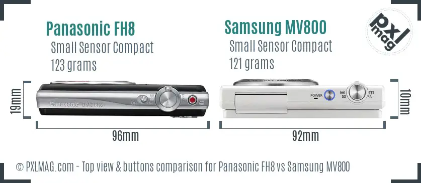 Panasonic FH8 vs Samsung MV800 top view buttons comparison Panasonic FH8 vs Samsung MV800 top view buttons comparison