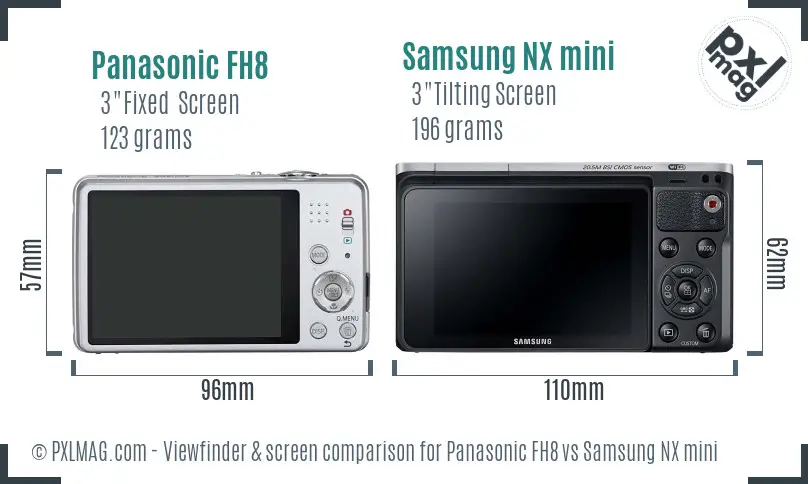 Panasonic FH8 vs Samsung NX mini Screen and Viewfinder comparison Panasonic FH8 vs Samsung NX mini Screen and Viewfinder comparison