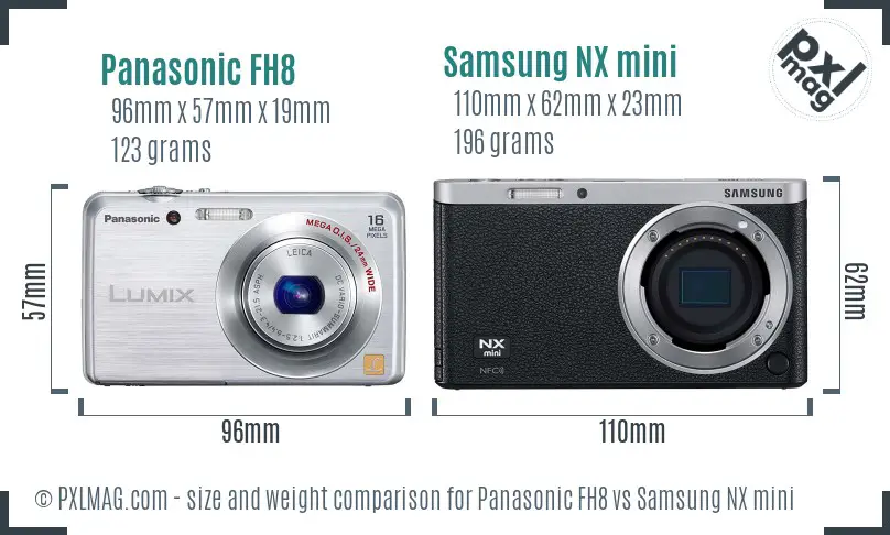 Panasonic FH8 vs Samsung NX mini size comparison Panasonic FH8 vs Samsung NX mini size comparison