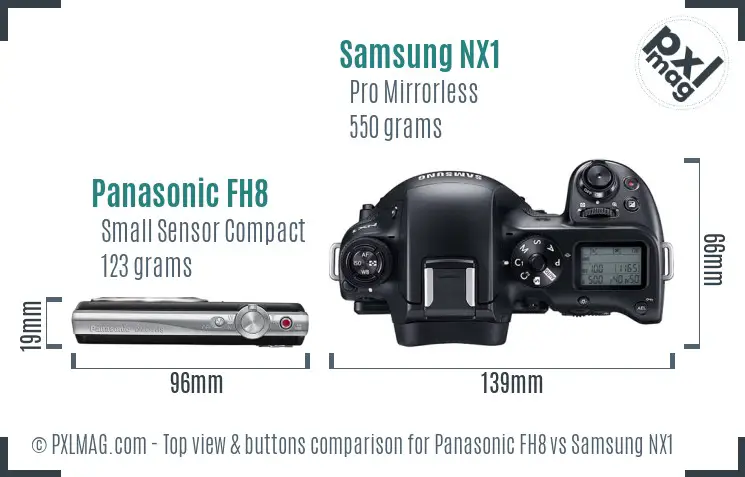 Panasonic FH8 vs Samsung NX1 top view buttons comparison