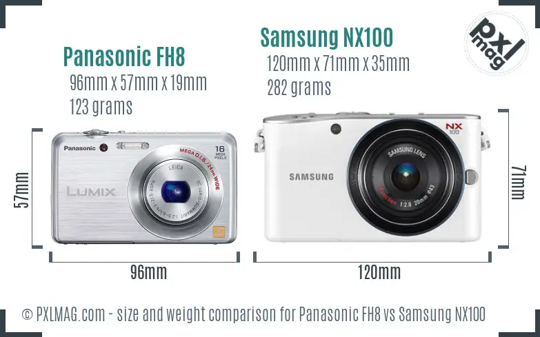 Panasonic FH8 vs Samsung NX100 size comparison Panasonic FH8 vs Samsung NX100 size comparison