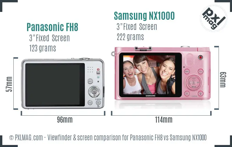 Panasonic FH8 vs Samsung NX1000 Screen and Viewfinder comparison