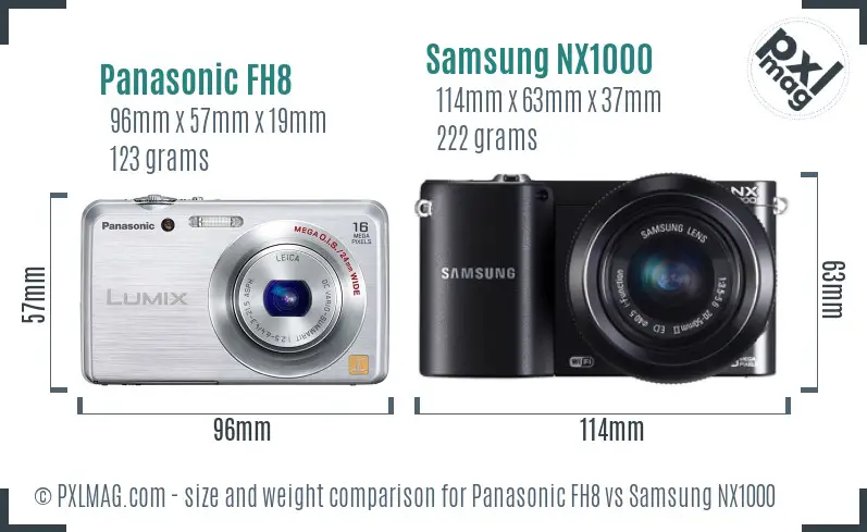 Panasonic FH8 vs Samsung NX1000 size comparison