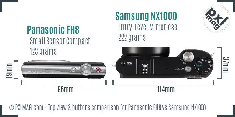 Panasonic FH8 vs Samsung NX1000 top view buttons comparison