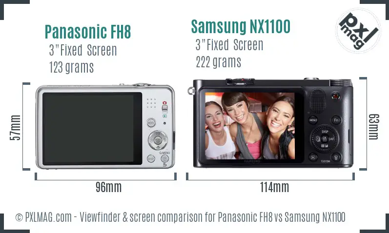 Panasonic FH8 vs Samsung NX1100 Screen and Viewfinder comparison
