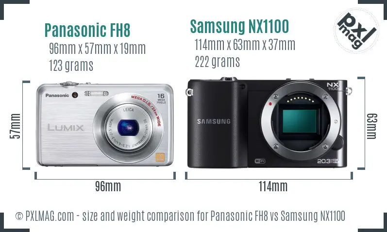 Panasonic FH8 vs Samsung NX1100 size comparison
