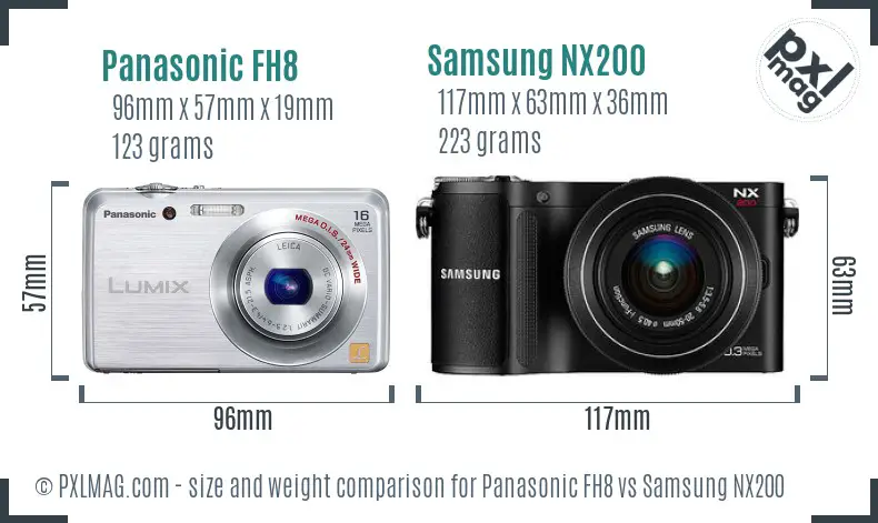 Panasonic FH8 vs Samsung NX200 size comparison Panasonic FH8 vs Samsung NX200 size comparison