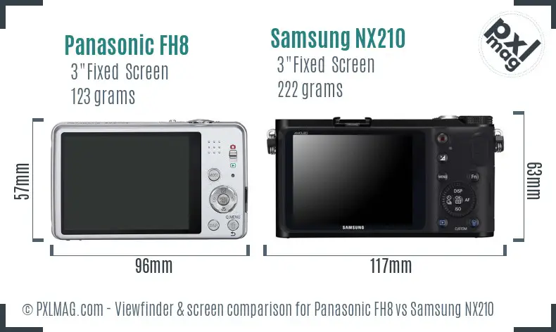 Panasonic FH8 vs Samsung NX210 Screen and Viewfinder comparison