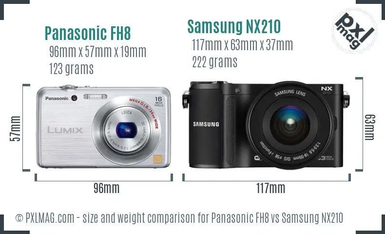 Panasonic FH8 vs Samsung NX210 size comparison