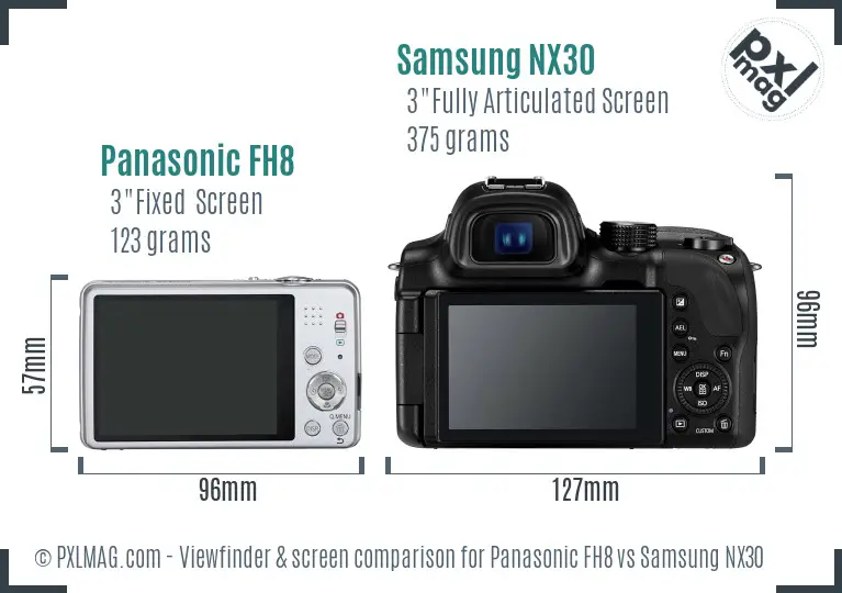 Panasonic FH8 vs Samsung NX30 Screen and Viewfinder comparison Panasonic FH8 vs Samsung NX30 Screen and Viewfinder comparison