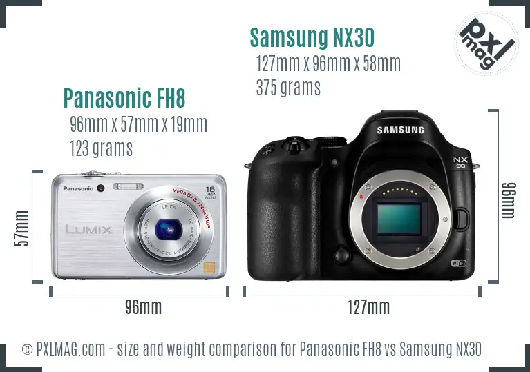 Panasonic FH8 vs Samsung NX30 size comparison Panasonic FH8 vs Samsung NX30 size comparison