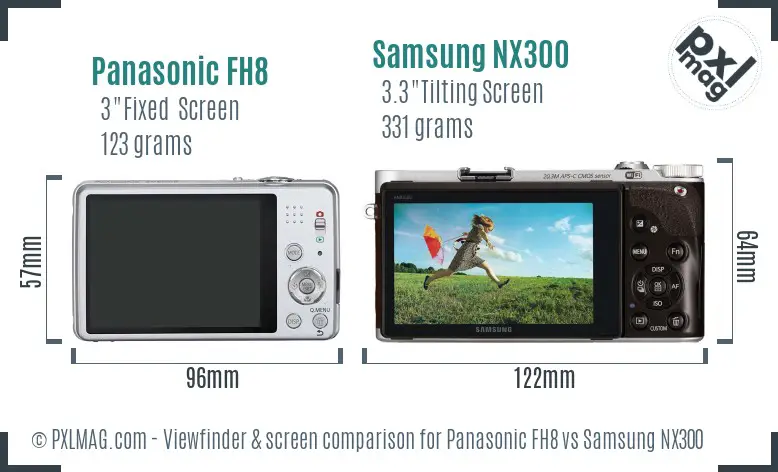 Panasonic FH8 vs Samsung NX300 Screen and Viewfinder comparison