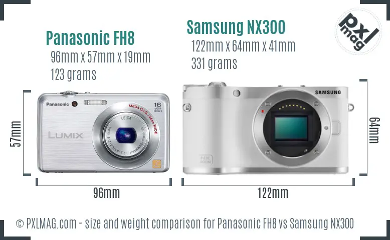 Panasonic FH8 vs Samsung NX300 size comparison