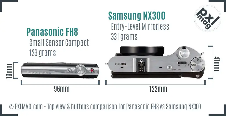 Panasonic FH8 vs Samsung NX300 top view buttons comparison