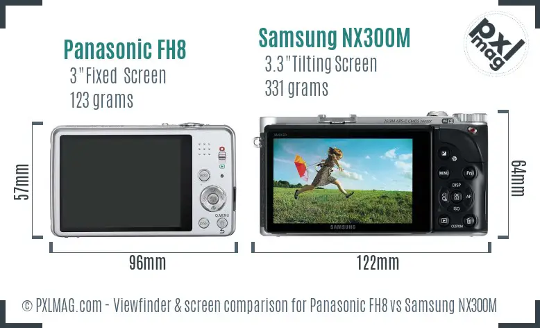 Panasonic FH8 vs Samsung NX300M Screen and Viewfinder comparison