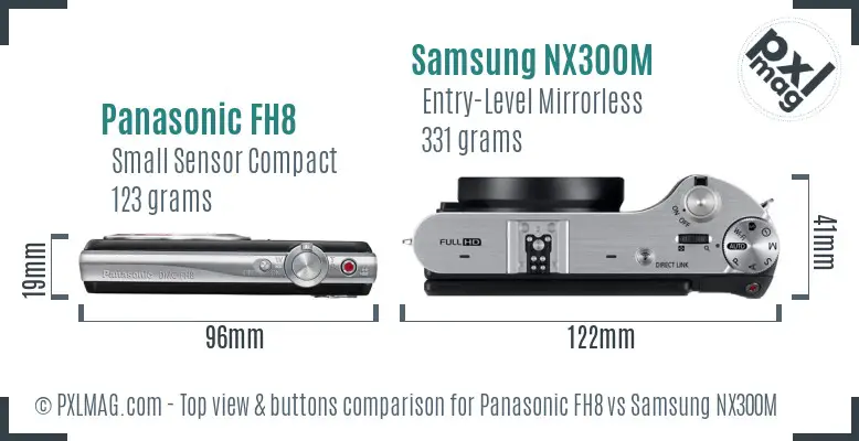 Panasonic FH8 vs Samsung NX300M top view buttons comparison