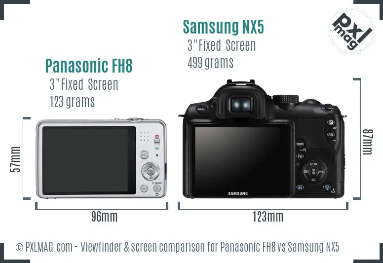 Panasonic FH8 vs Samsung NX5 Screen and Viewfinder comparison