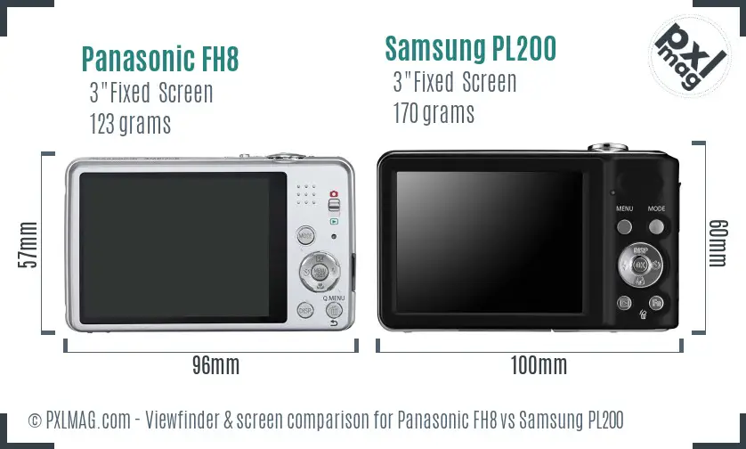 Panasonic FH8 vs Samsung PL200 Screen and Viewfinder comparison Panasonic FH8 vs Samsung PL200 Screen and Viewfinder comparison