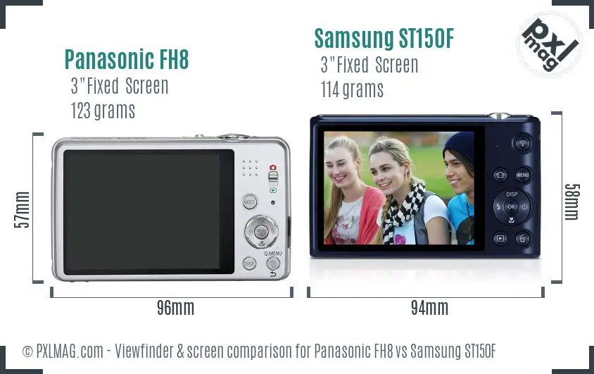 Panasonic FH8 vs Samsung ST150F Screen and Viewfinder comparison