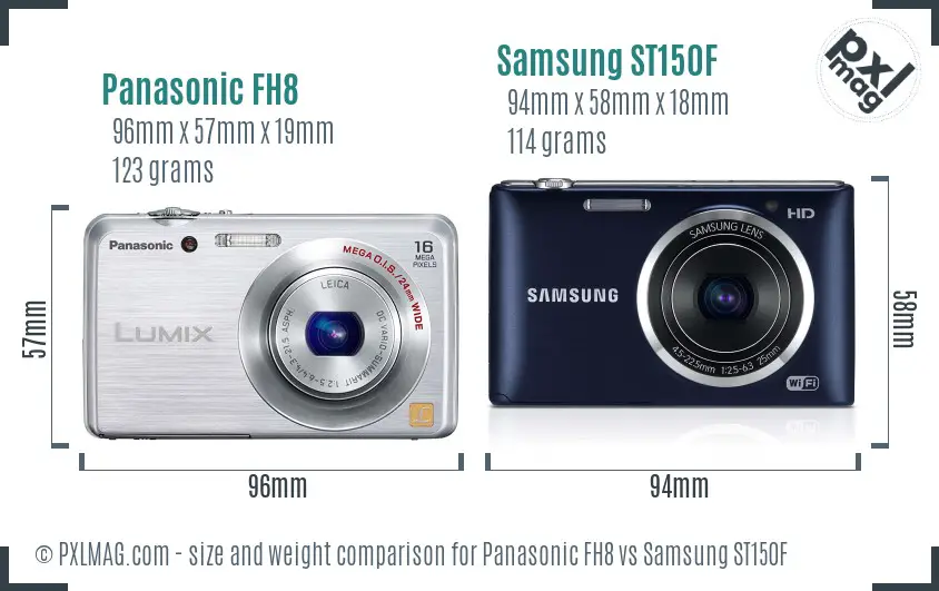 Panasonic FH8 vs Samsung ST150F size comparison