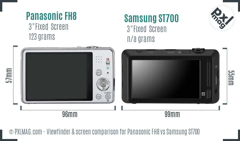 Panasonic FH8 vs Samsung ST700 Screen and Viewfinder comparison Panasonic FH8 vs Samsung ST700 Screen and Viewfinder comparison