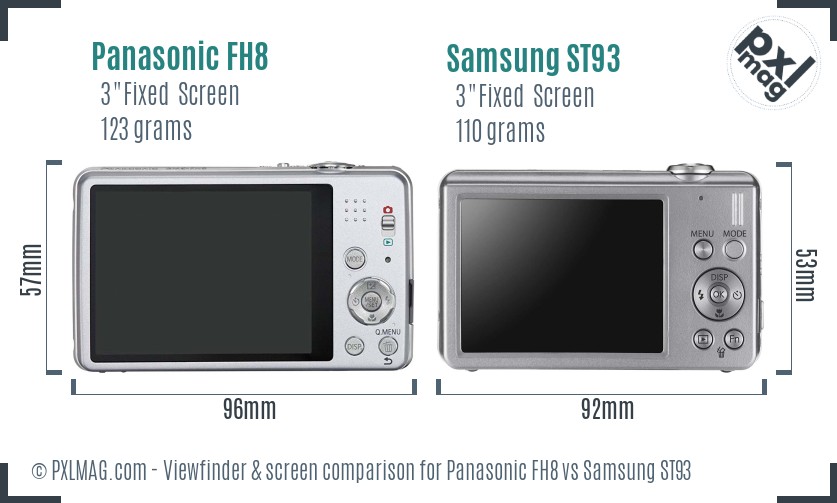Panasonic FH8 vs Samsung ST93 Screen and Viewfinder comparison