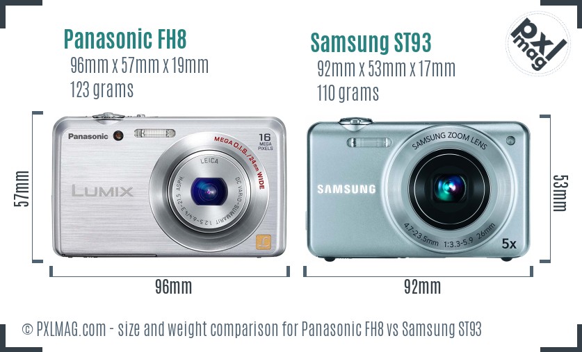 Panasonic FH8 vs Samsung ST93 size comparison