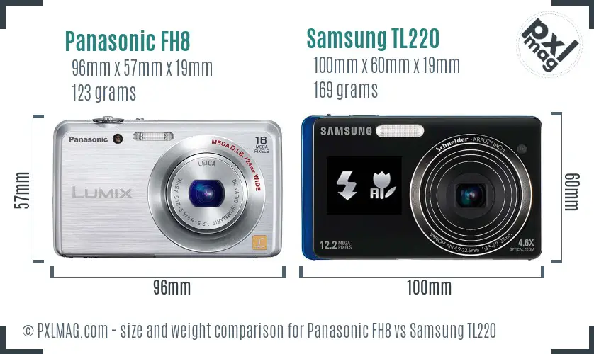 Panasonic FH8 vs Samsung TL220 size comparison