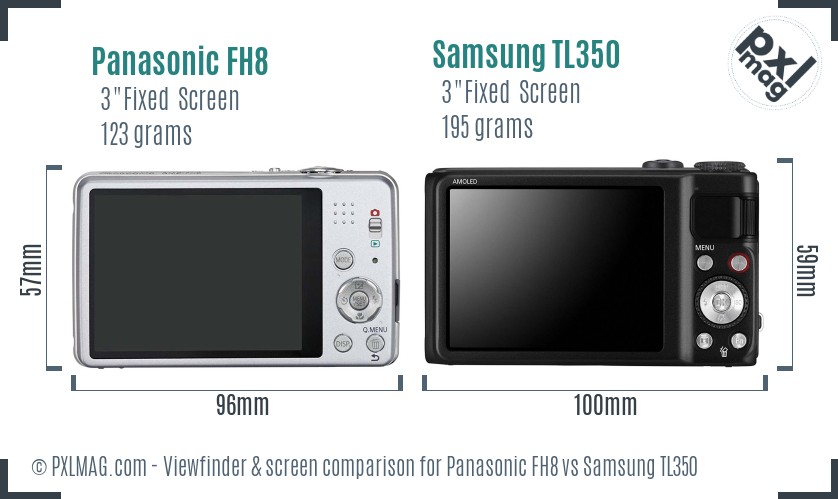 Panasonic FH8 vs Samsung TL350 Screen and Viewfinder comparison