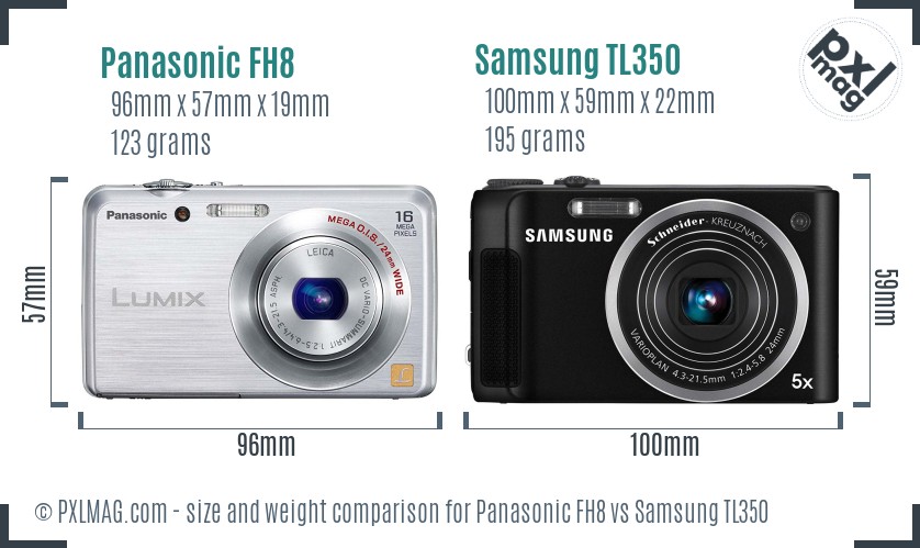 Panasonic FH8 vs Samsung TL350 size comparison
