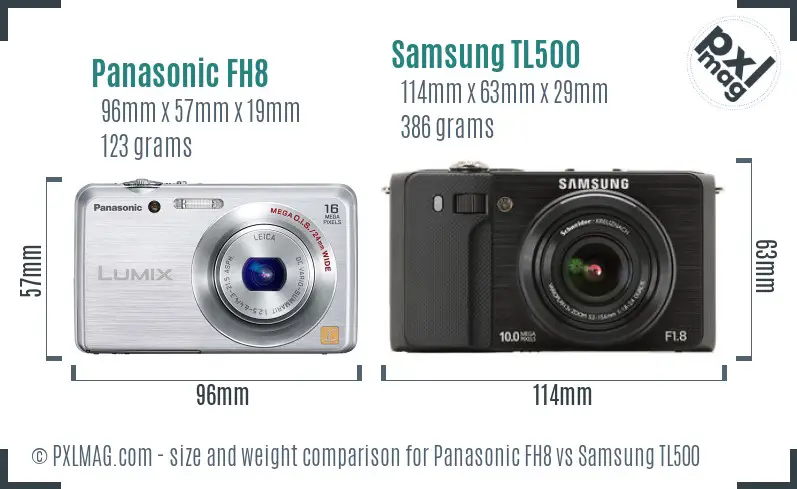 Panasonic FH8 vs Samsung TL500 size comparison