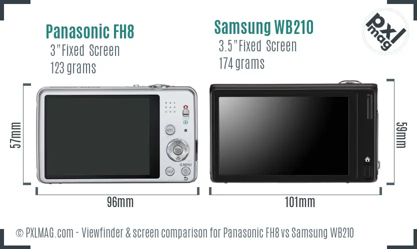 Panasonic FH8 vs Samsung WB210 Screen and Viewfinder comparison