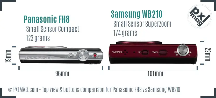 Panasonic FH8 vs Samsung WB210 top view buttons comparison