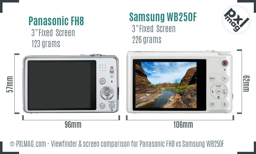 Panasonic FH8 vs Samsung WB250F Screen and Viewfinder comparison Panasonic FH8 vs Samsung WB250F Screen and Viewfinder comparison