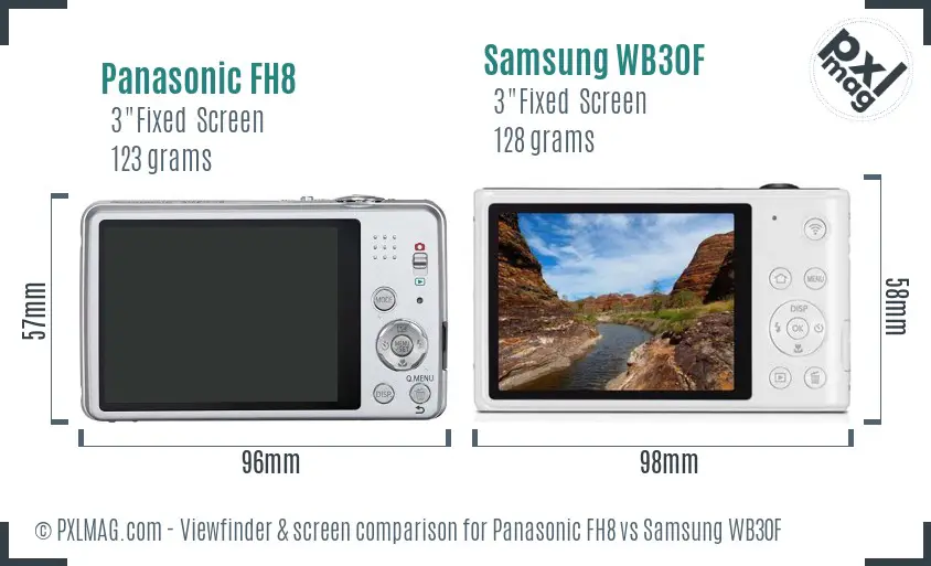 Panasonic FH8 vs Samsung WB30F Screen and Viewfinder comparison