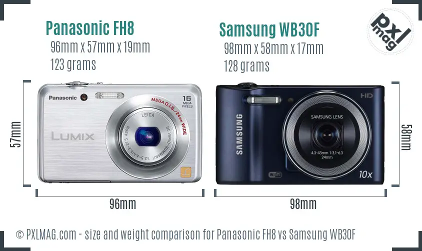 Panasonic FH8 vs Samsung WB30F size comparison