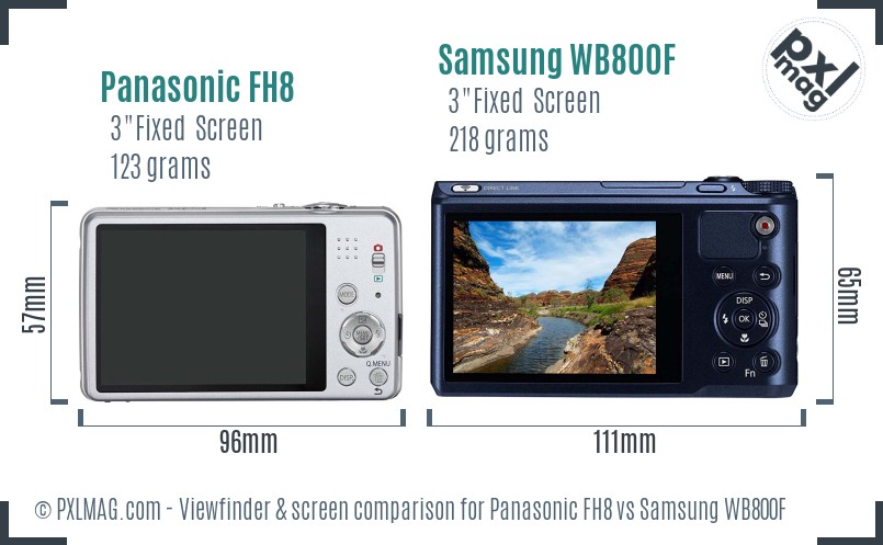 Panasonic FH8 vs Samsung WB800F Screen and Viewfinder comparison