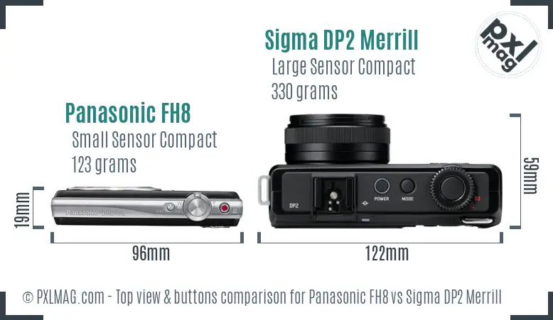 Panasonic FH8 vs Sigma DP2 Merrill top view buttons comparison