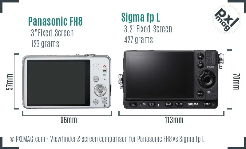 Panasonic FH8 vs Sigma fp L Screen and Viewfinder comparison