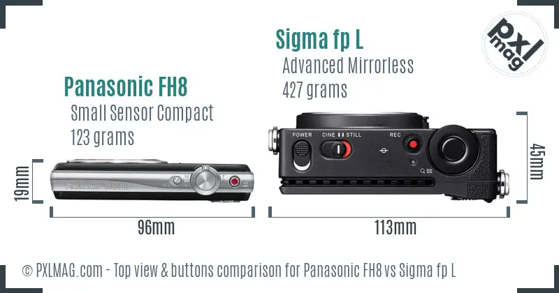 Panasonic FH8 vs Sigma fp L top view buttons comparison