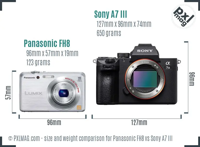 Panasonic FH8 vs Sony A7 III size comparison