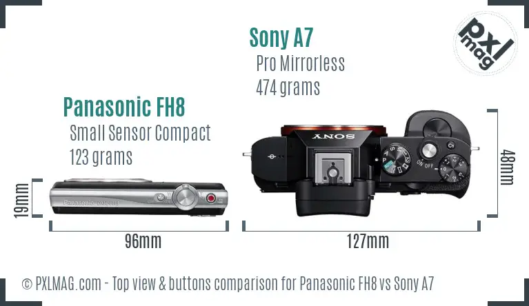 Panasonic FH8 vs Sony A7 top view buttons comparison