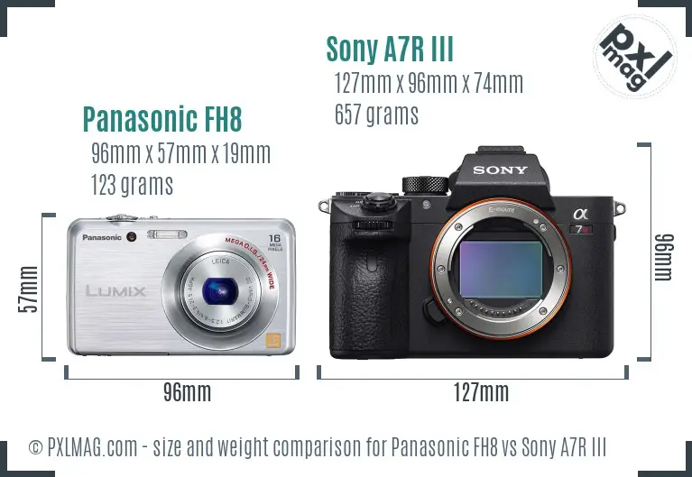 Panasonic FH8 vs Sony A7R III size comparison
