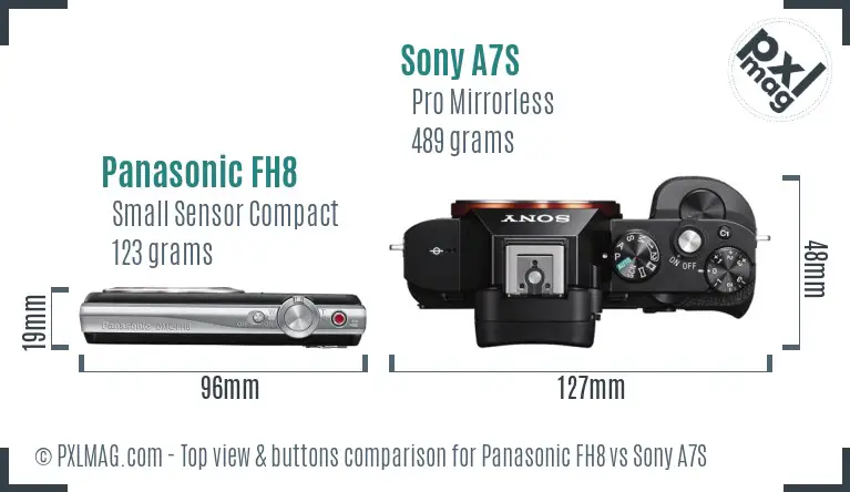 Panasonic FH8 vs Sony A7S top view buttons comparison